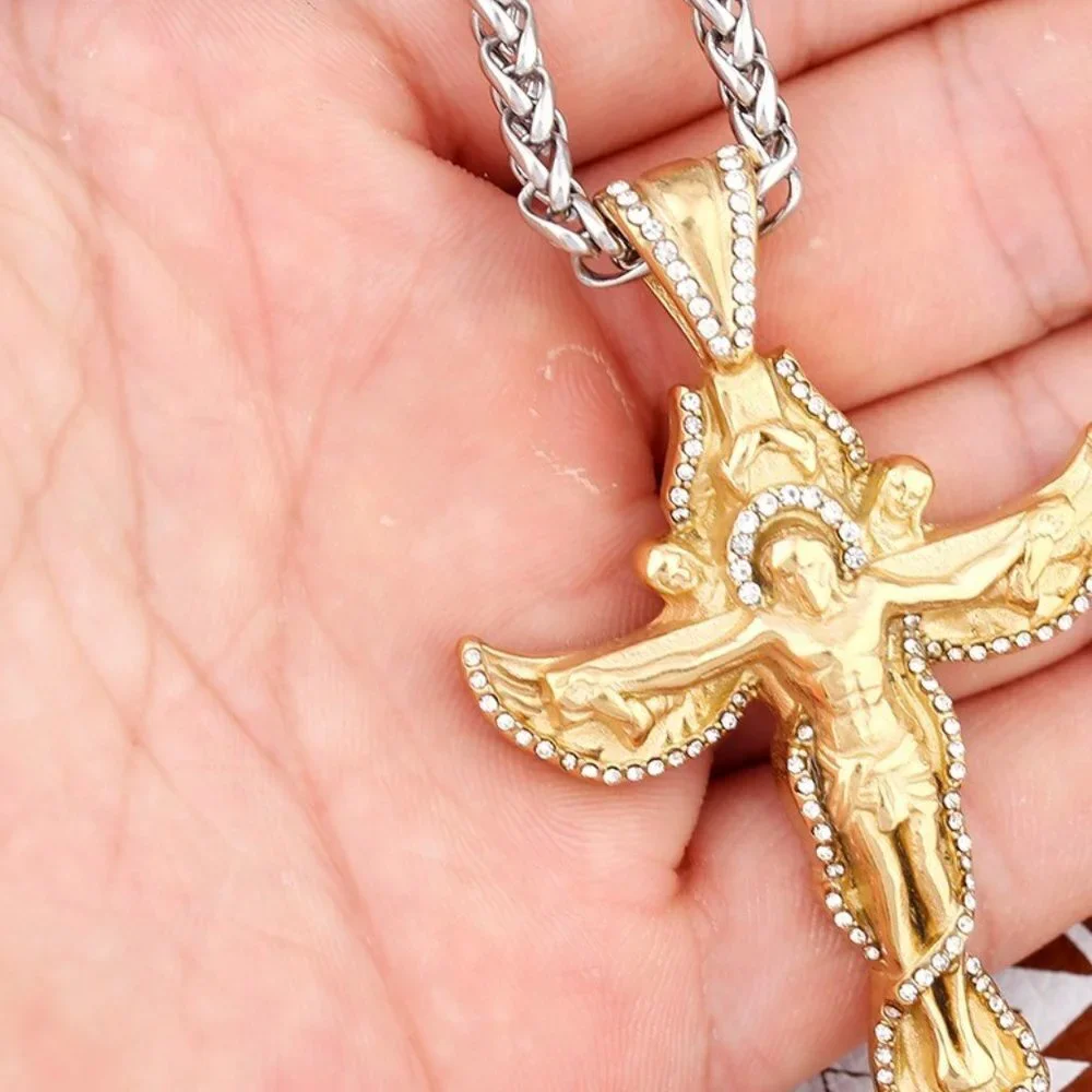 ❤️Jesus Cross Christian Catholic Stainless Steel Unisex Necklace GP1231409